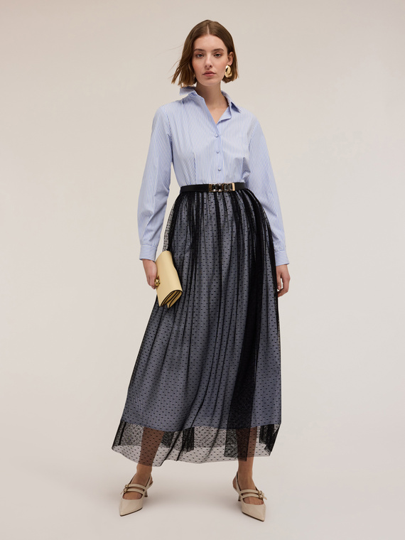 Chemisier dress with plumetis tulle skirt