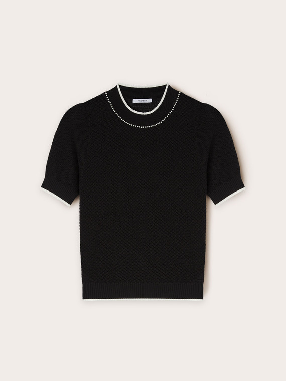 Sweater with beaded embroidery