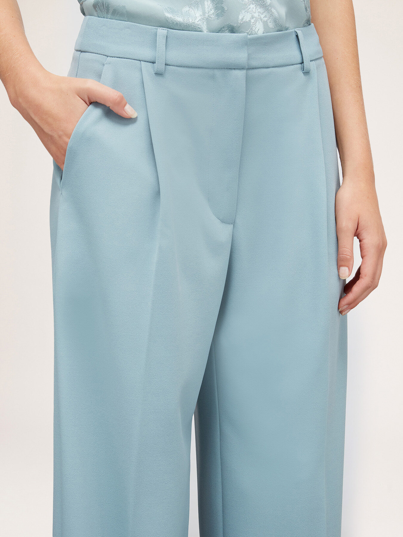 Pantaloni palazzo cu pliuri image number 2