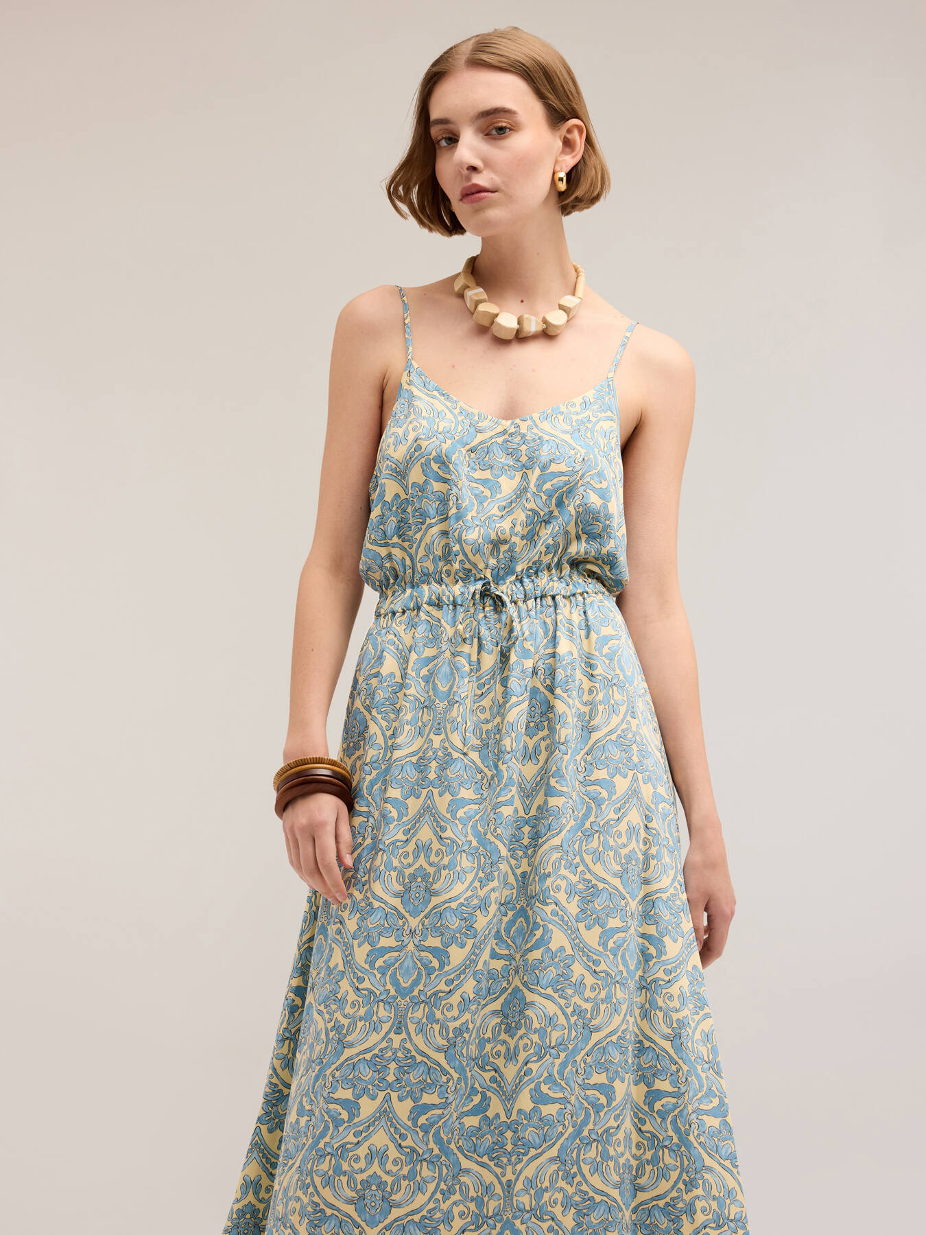 Printed satin summer dress image number 3