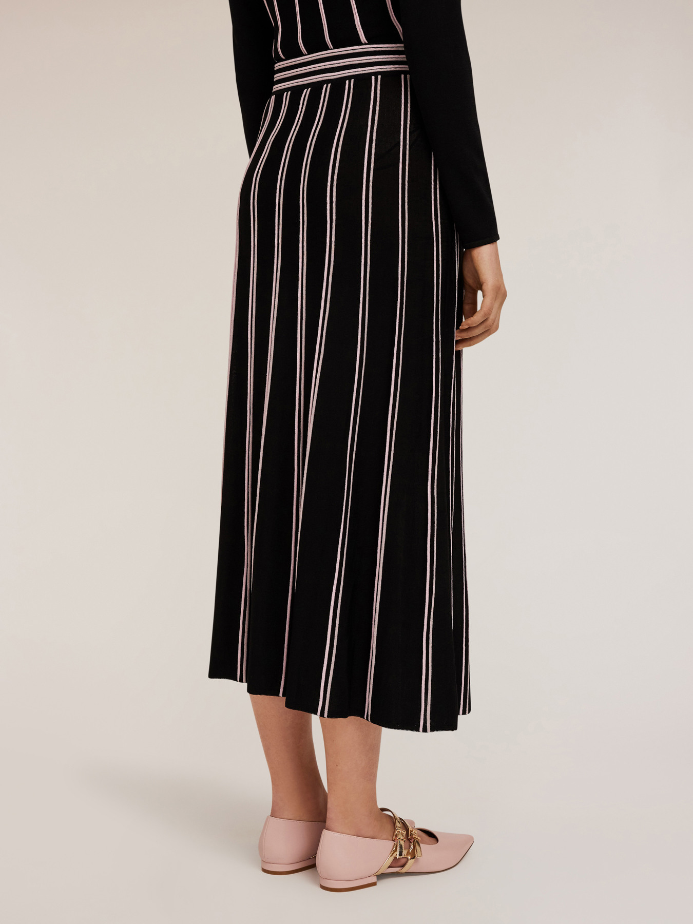 Falda a rayas de punto efecto plisado image number 1