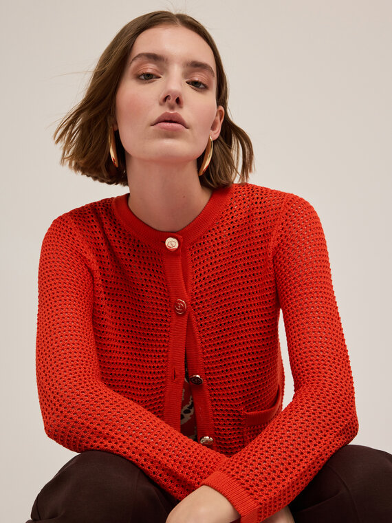 Cardigan in maglia traforata