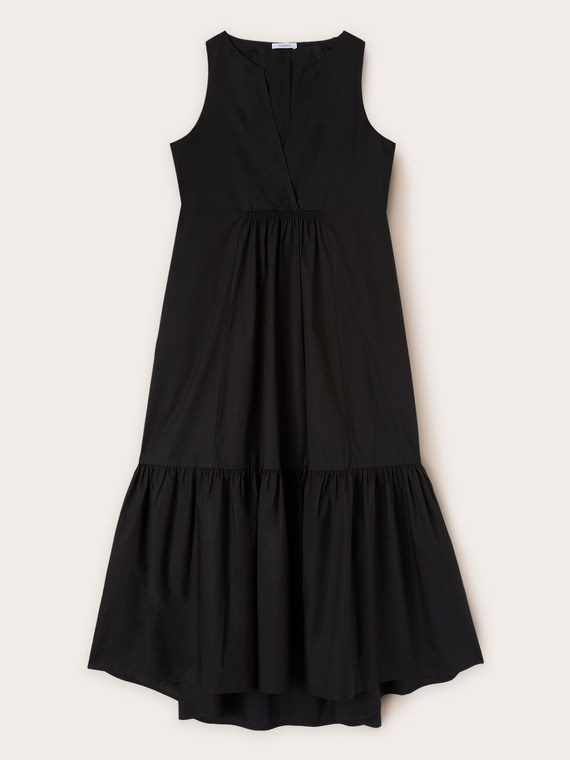 Vestido largo con volante de algod&oacute;n