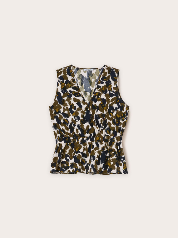 Ethnic print top in mixed lyocell