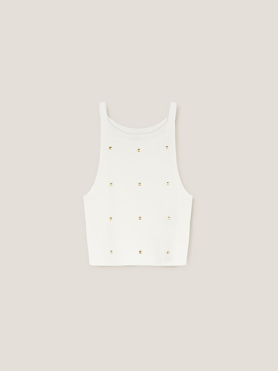 Kurzes Strick-Top mit Nieten