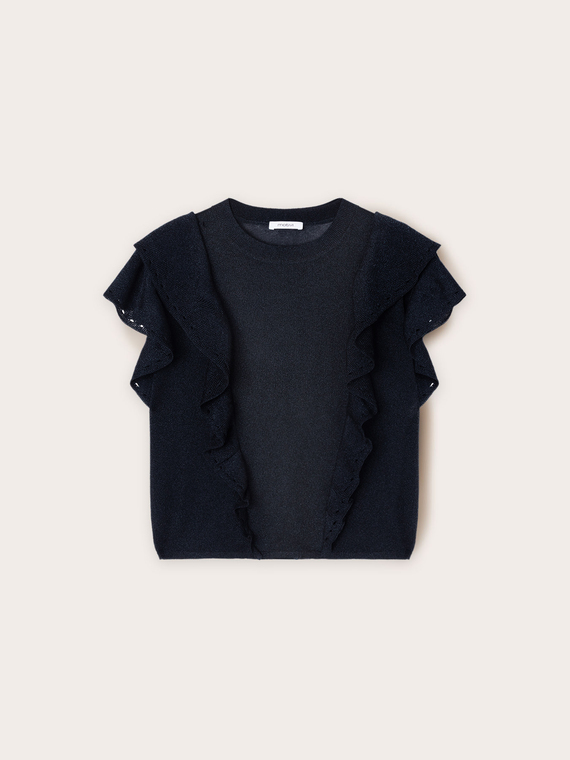 Pullover aus Lurex mit Volant