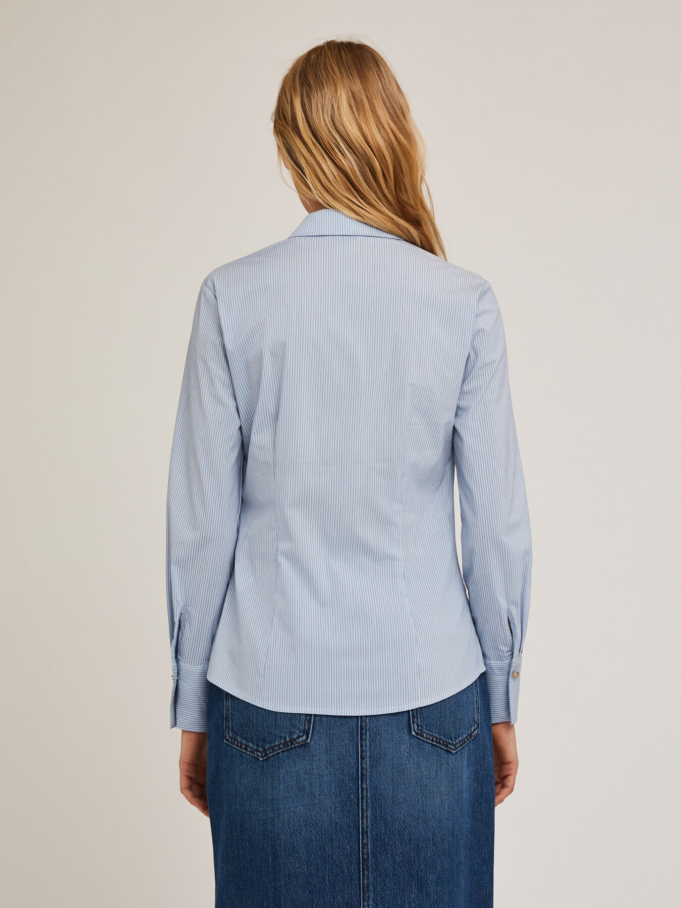 Striped poplin shirt image number 1