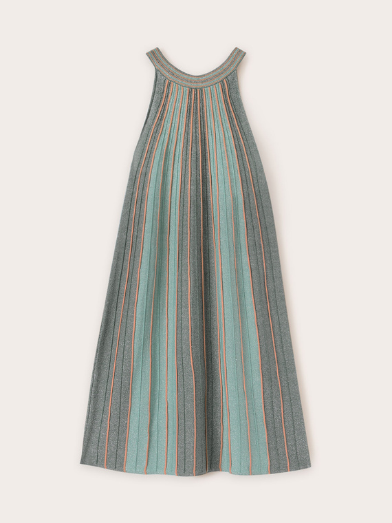 Pleated lurex knit mini dress