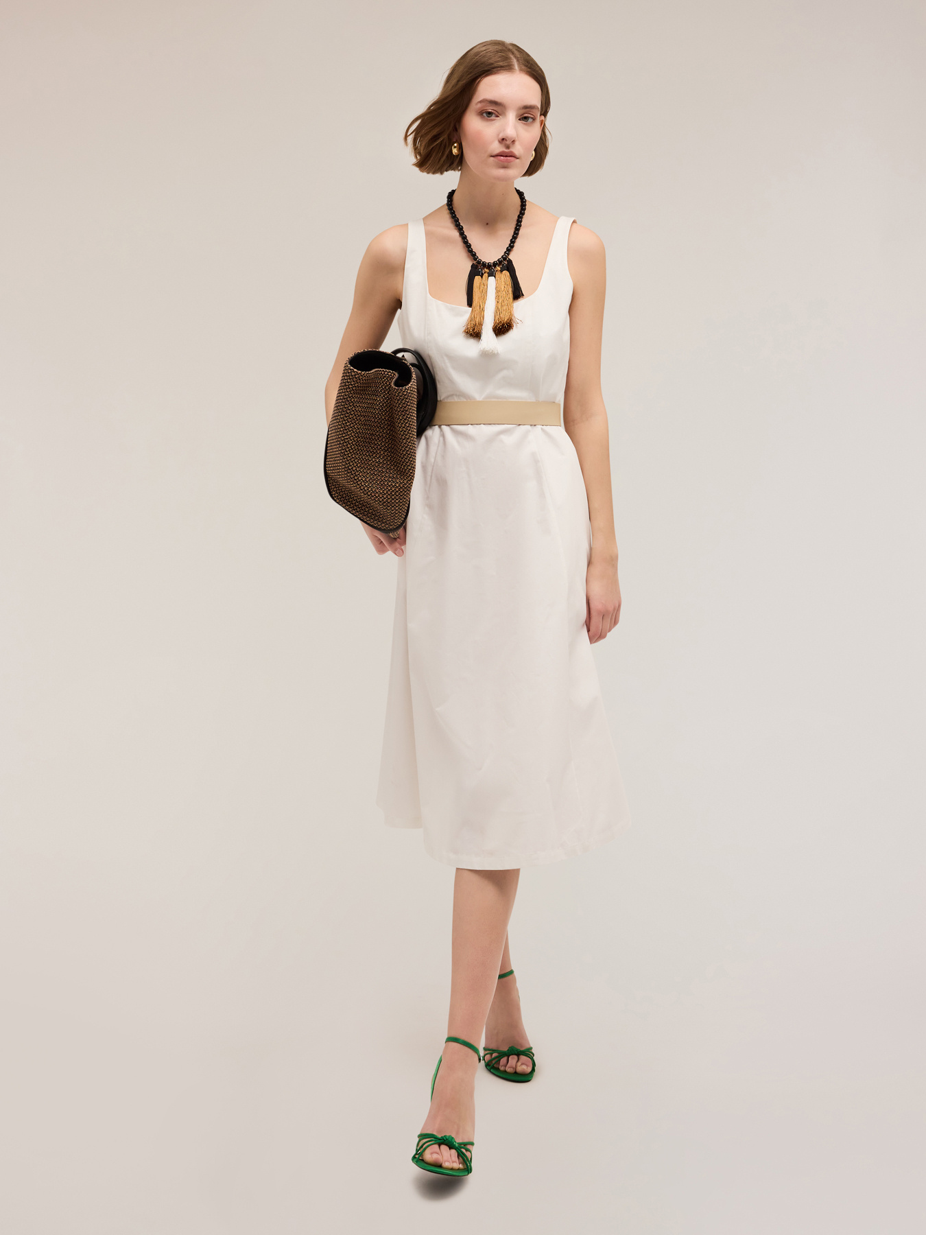 Vestido midi de popelina image number 0