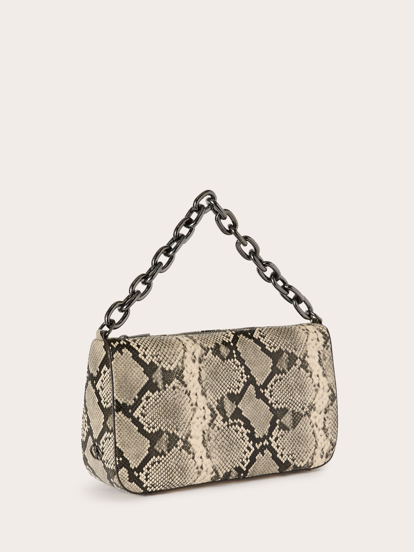 Borsa a tracolla in tessuto spalmato stampa pitone image number 3