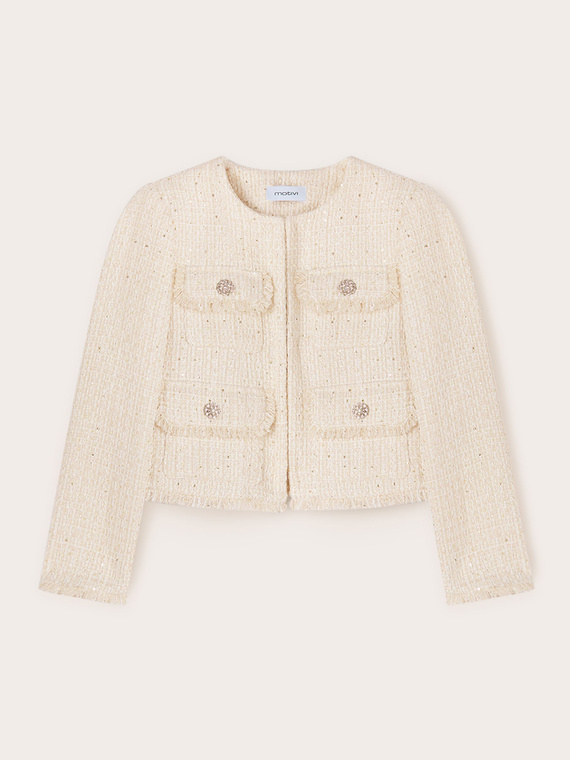 Giacca in tweed lurex con tasche