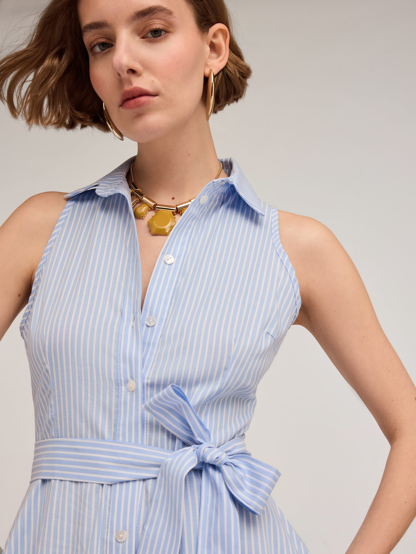 Striped cotton chemisier dress image number 2