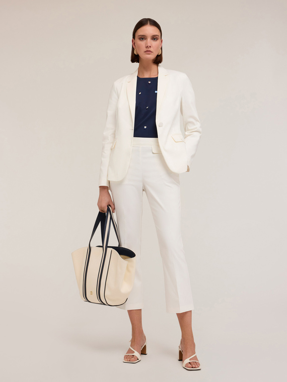 Pantaloni kick flare in cotone tecnico