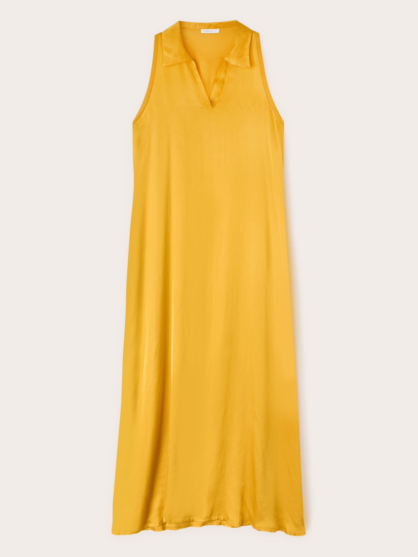 Vestido largo con cuello de raso image number 4