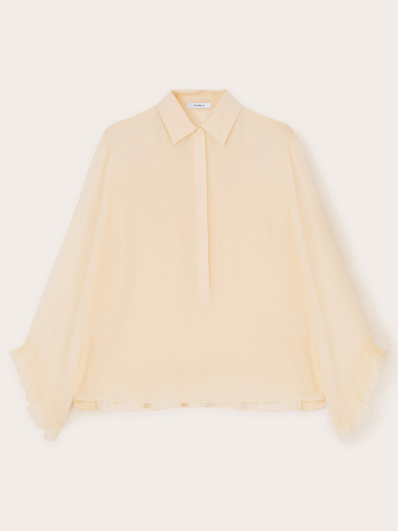 Camicia in georgette con dettaglio pliss&eacute; posteriore