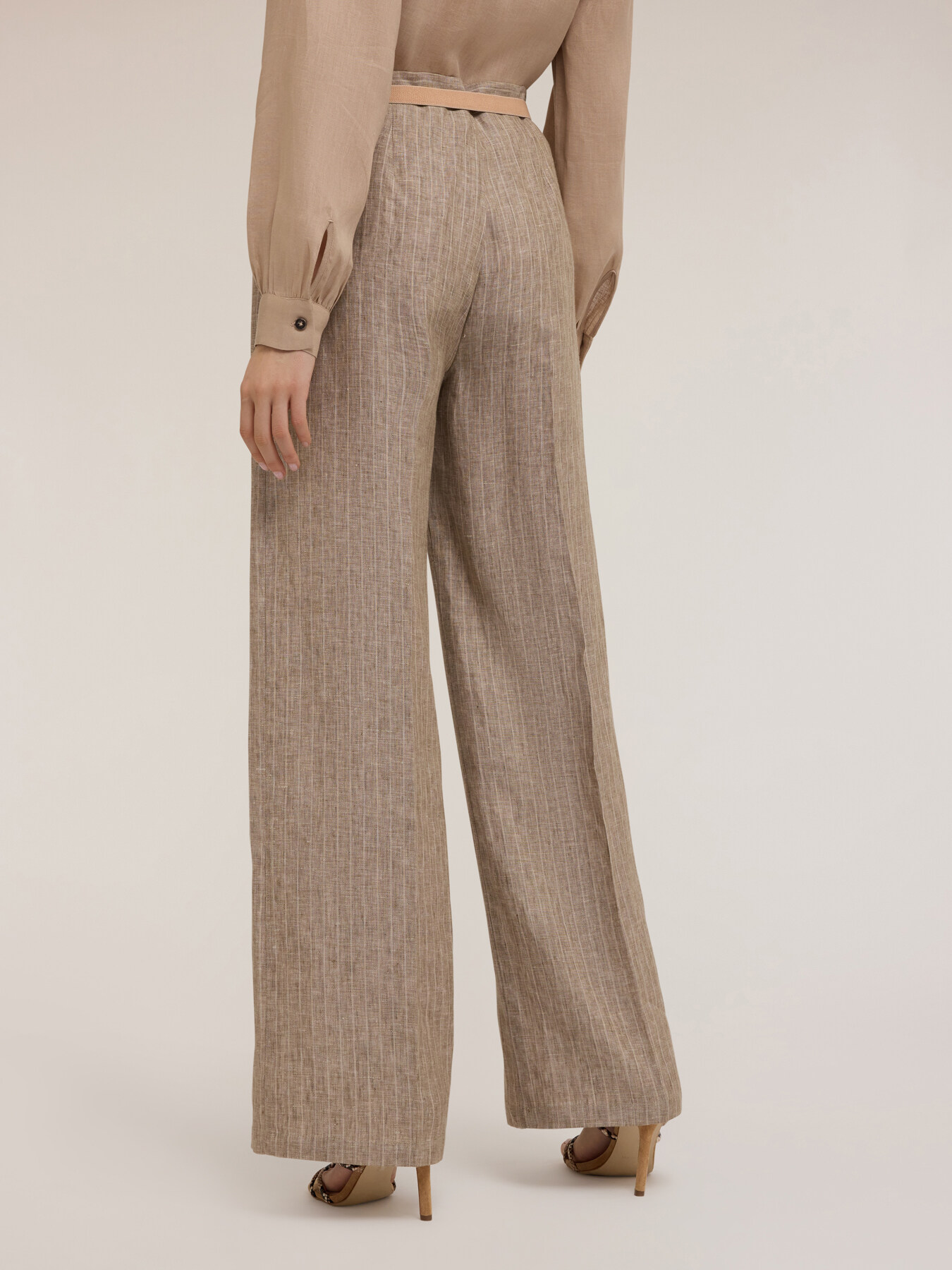 Palazzo-Hose aus Leinen mit Nadelstreifen image number 1