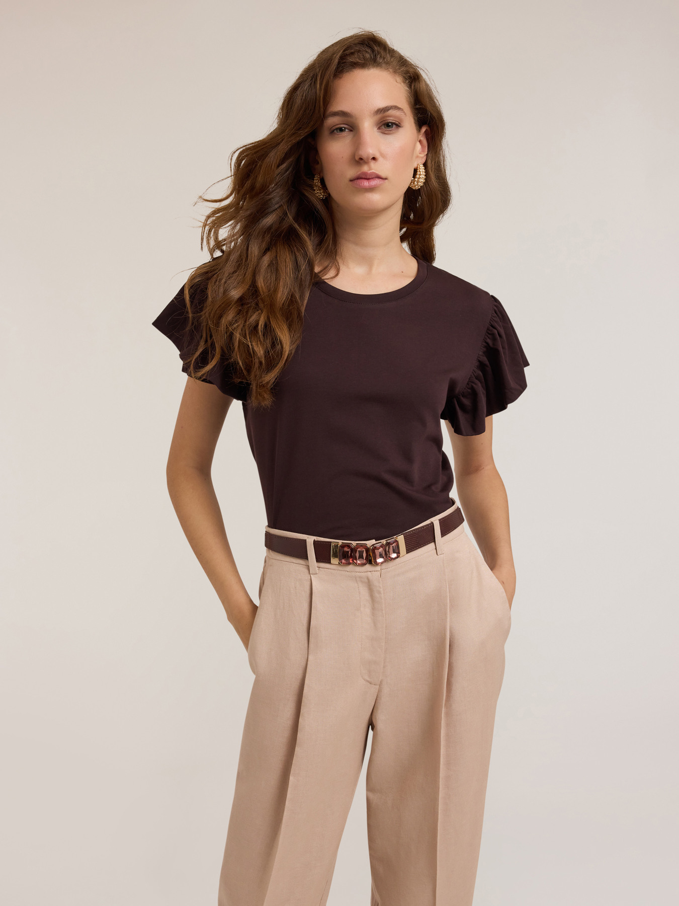 Camiseta con mangas con volantes image number 0