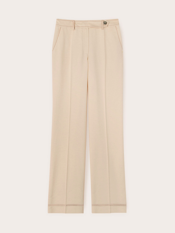 Pantaloni wide con impunture a contrasto