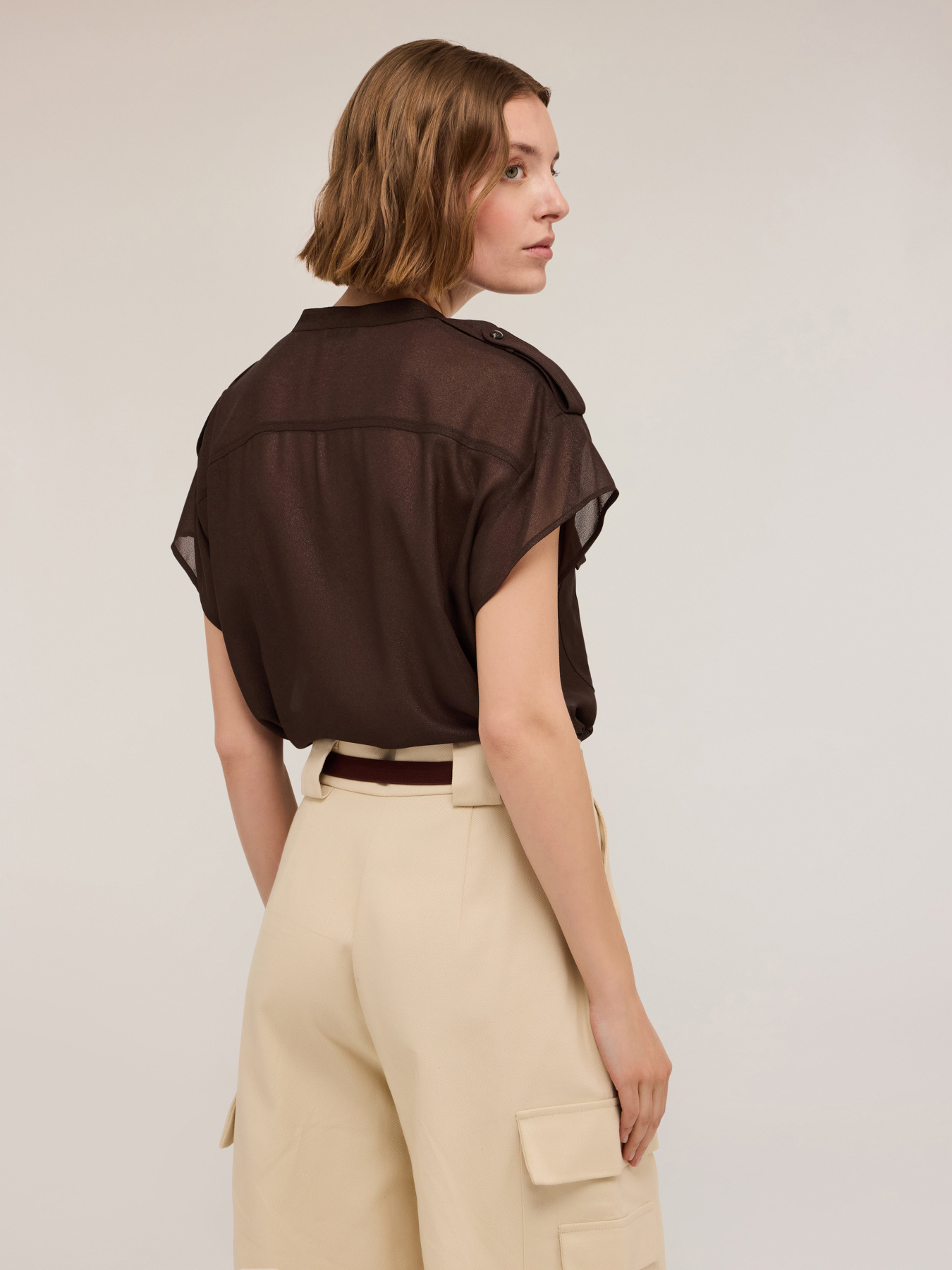 Camicia sahariana in georgette laminata image number 1