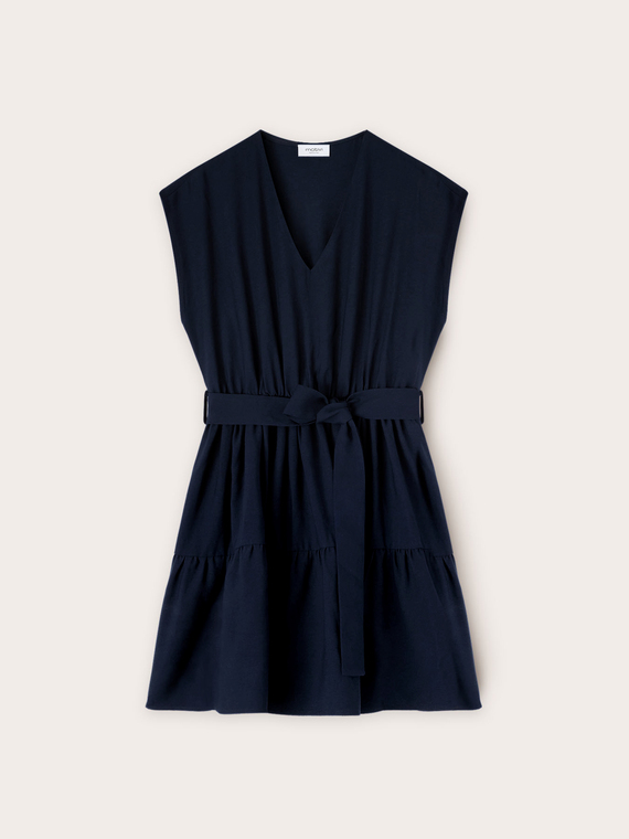 Short dress with jersey flounce