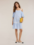Striped poplin dress with ruffle image number 2