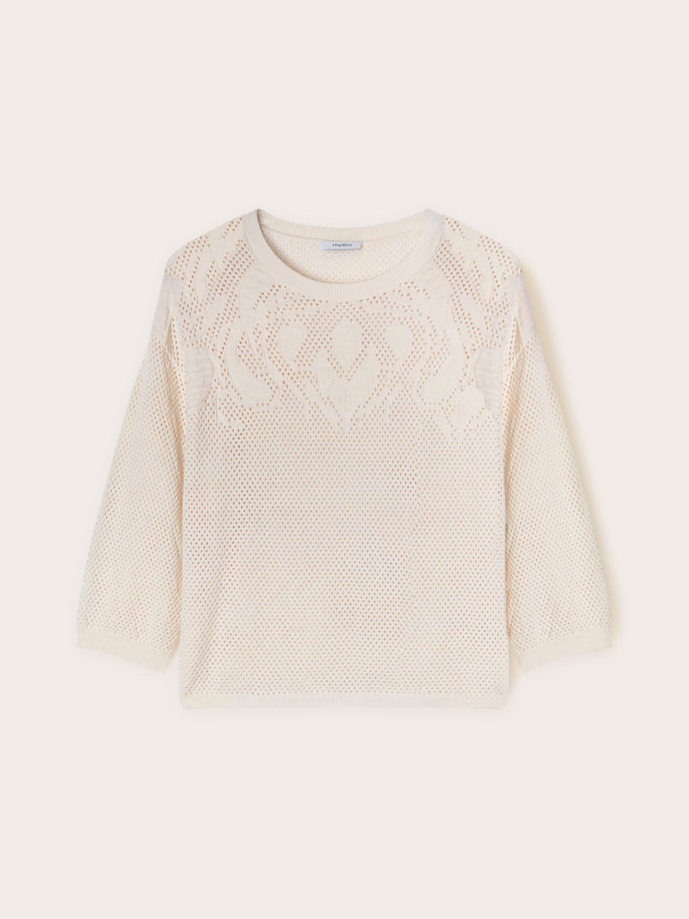 Maglia traforata con disegno jacquard image number 4