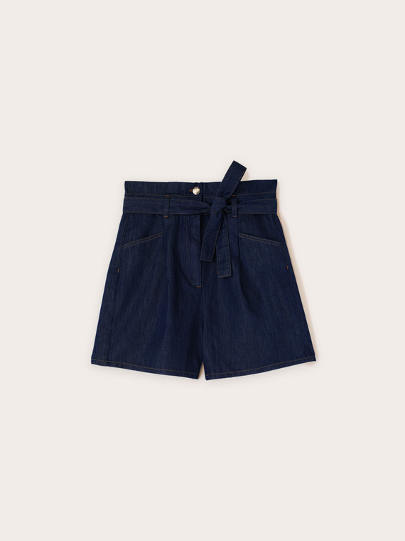 Shorts a vita alta in denim