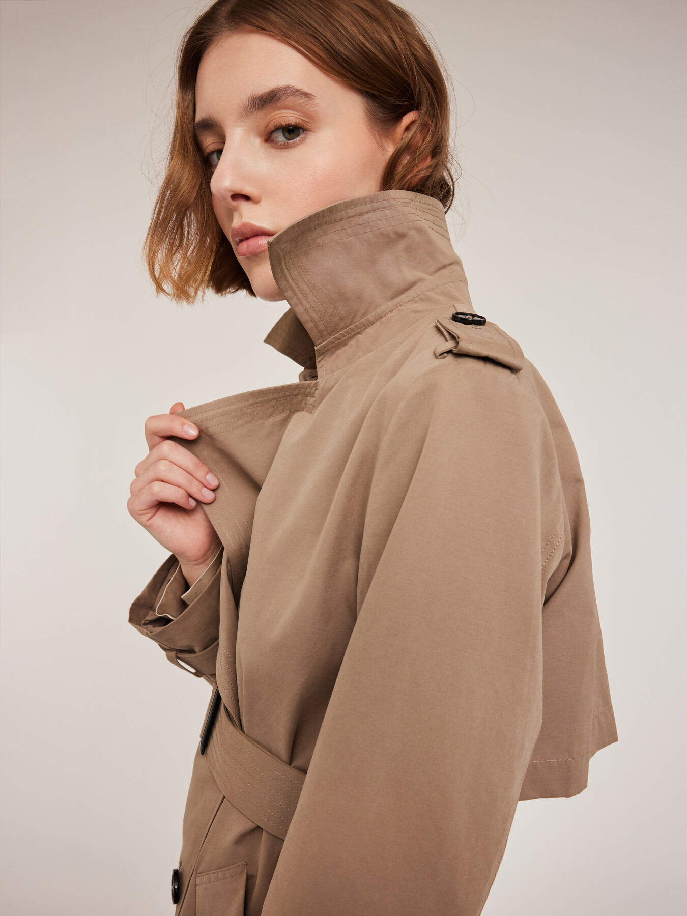 Double-breasted technical fabric trench-coat image number 3