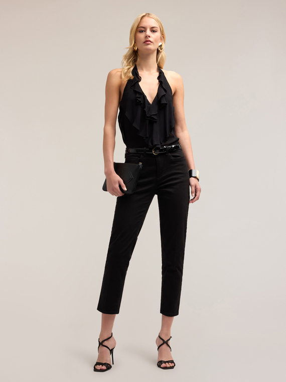 Top in georgette con rouches