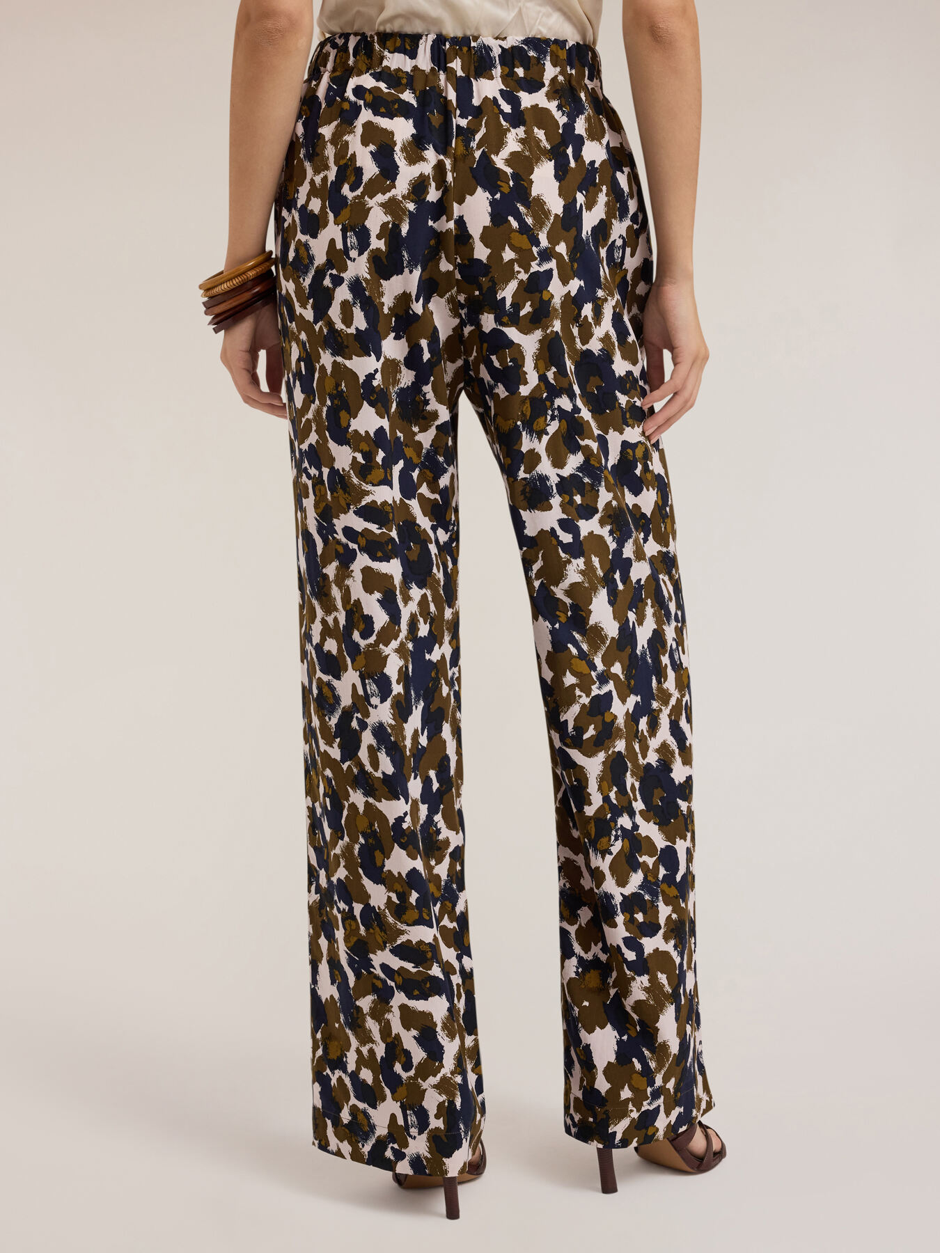 Wide-leg trousers in lyocell blend with ethnic pattern image number 1