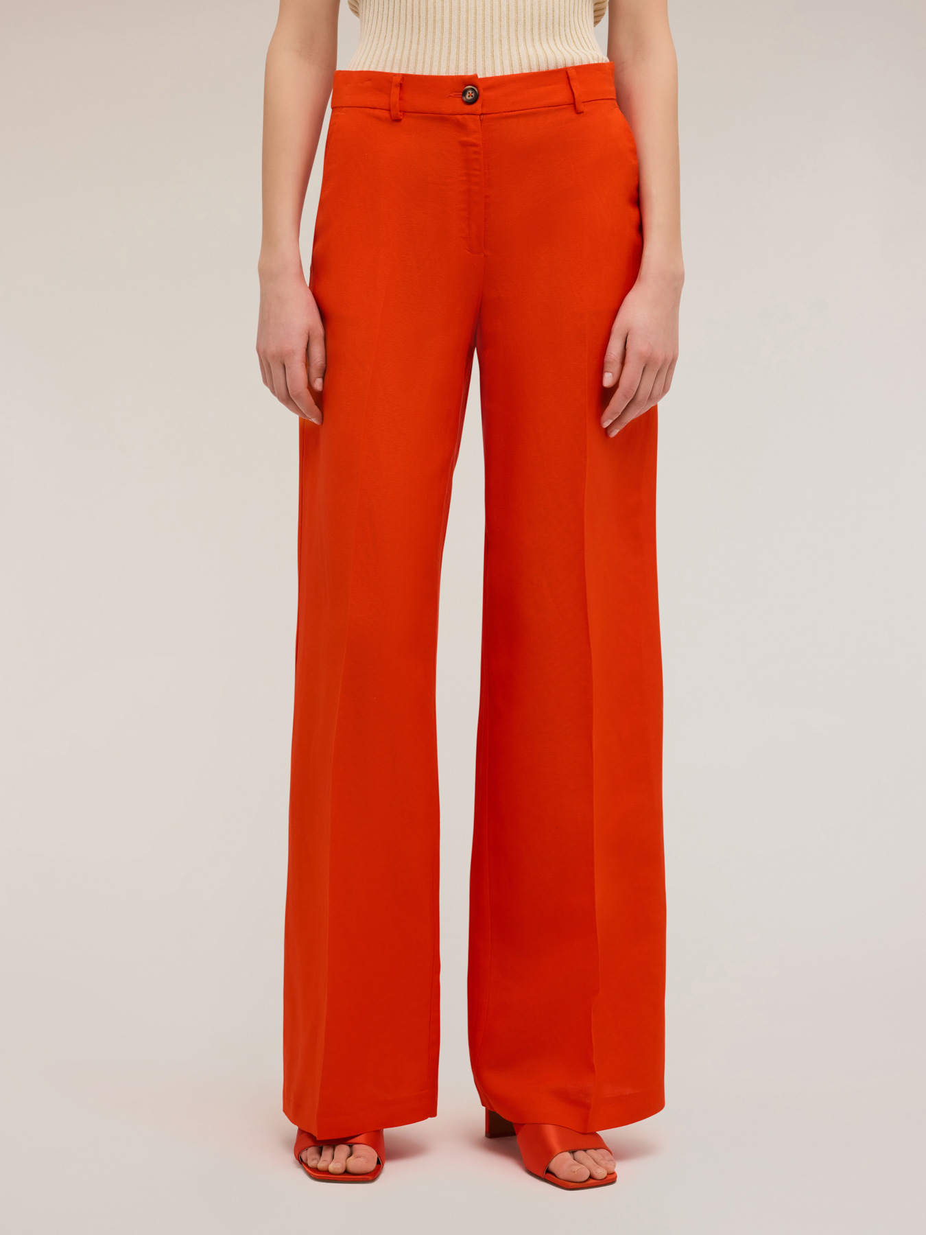 Hose mit weitem Bein aus Leinengemisch image number 1