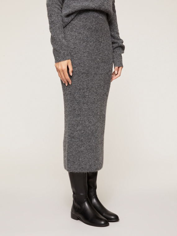 Longuette-Strickrock aus Wollgemisch mit Alpaka