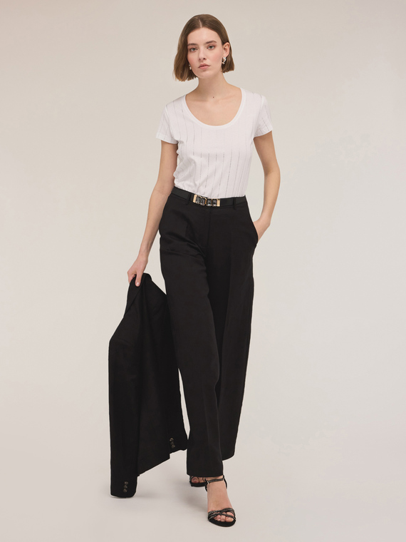 T-shirt in cotone con righe in strass