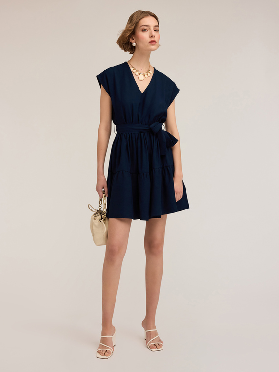 Short dress with jersey flounce