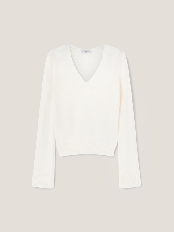 Pullover mit V-Ausschnitt aus Angoragemisch