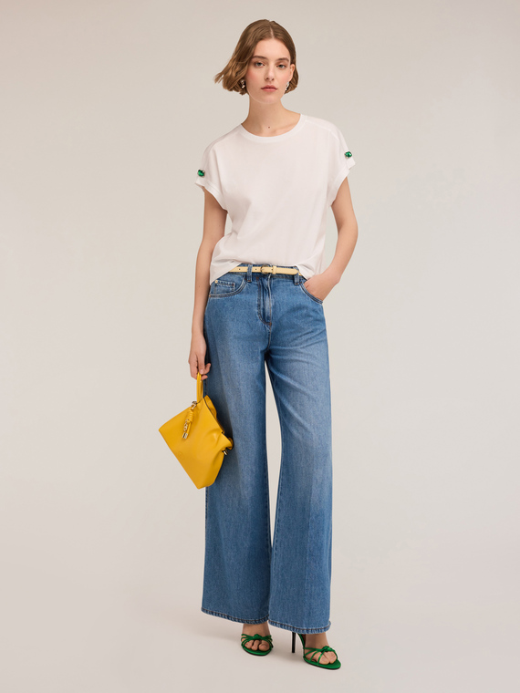 T-shirt kimono avec pierres sur les manches