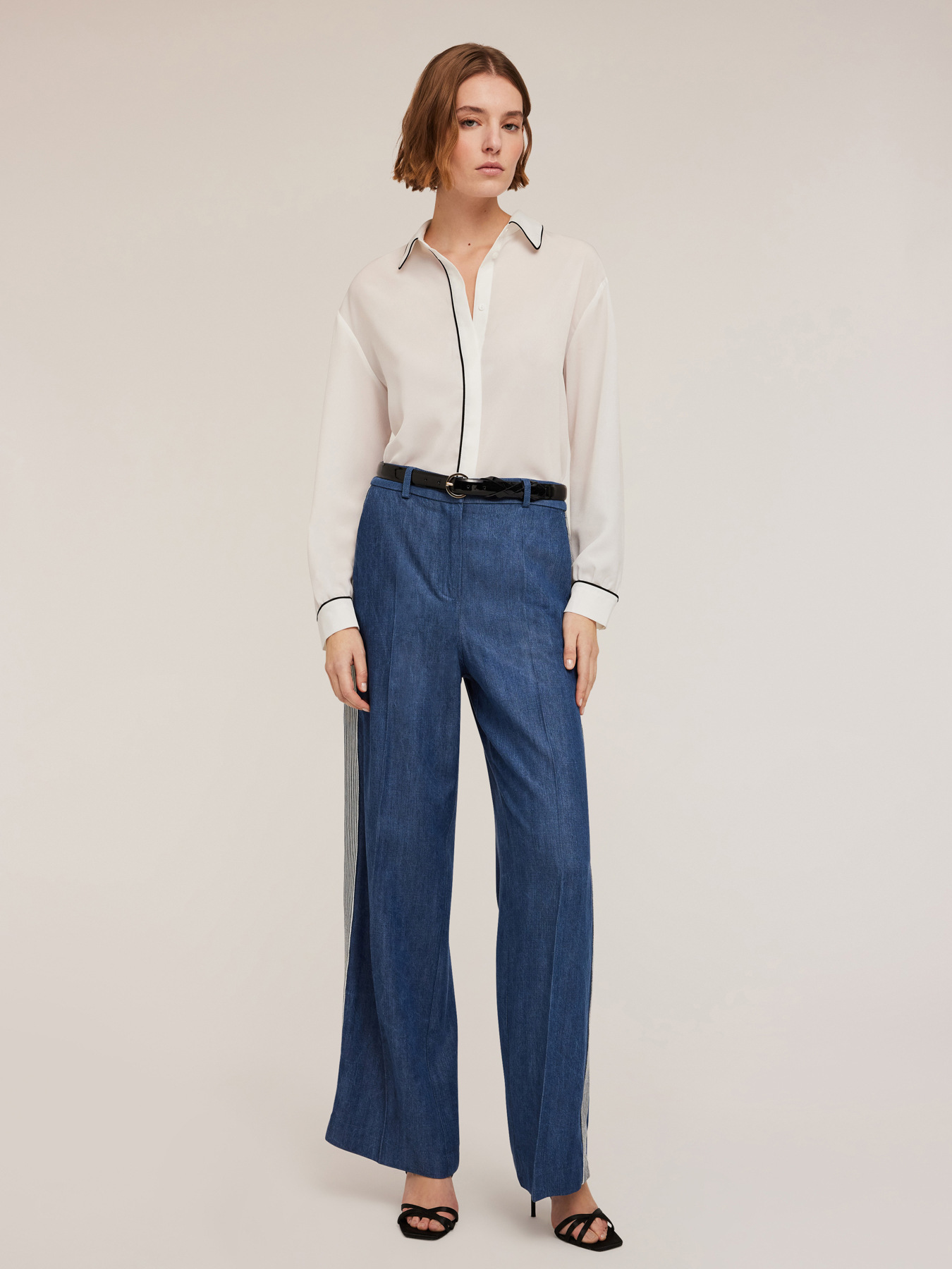 Camicia con piping e spacco posteriore image number 2