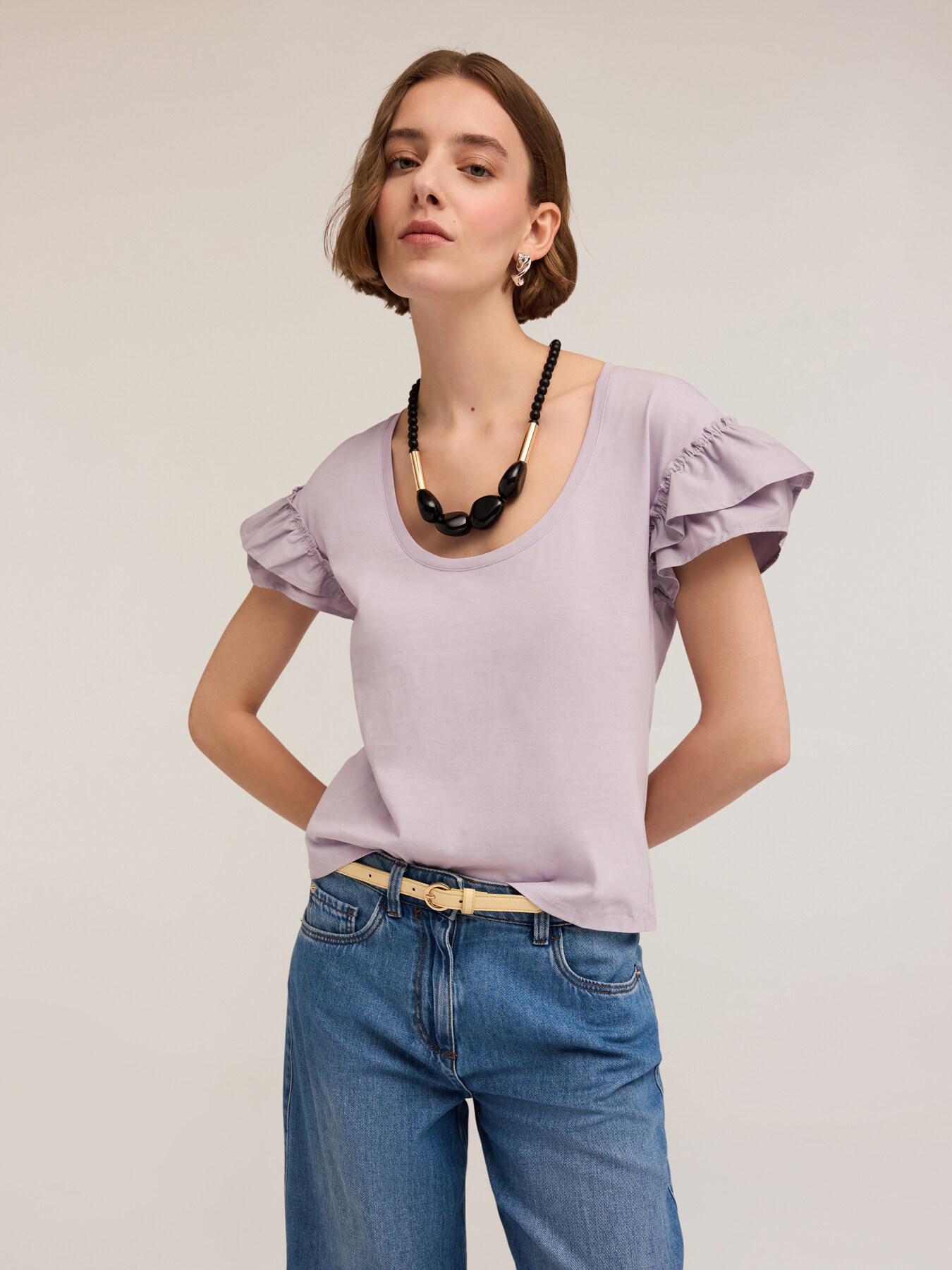 T-shirt con maniche volant image number 3