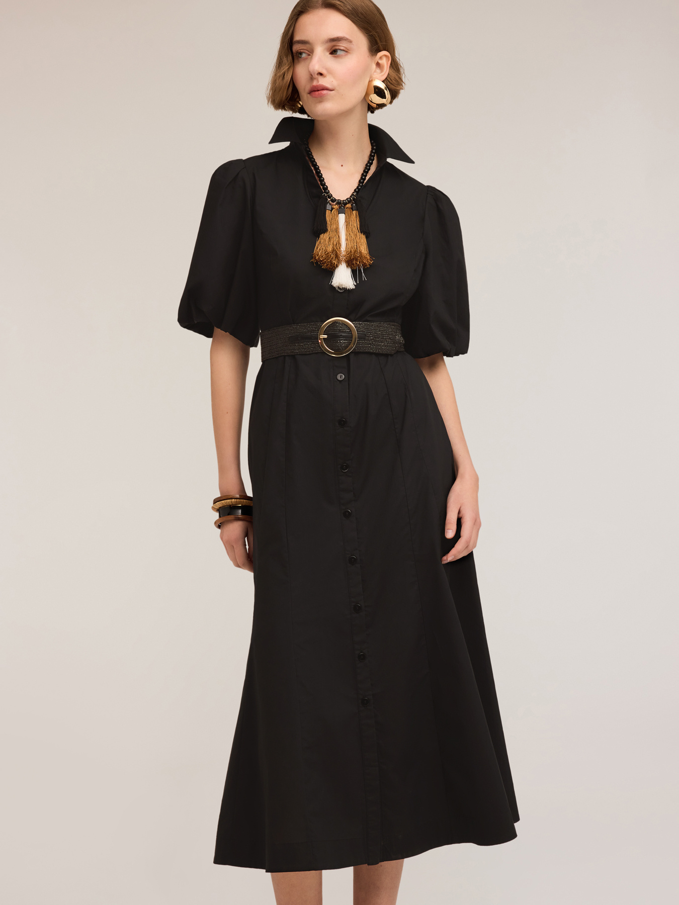 Vestido camisero de popelina image number 3