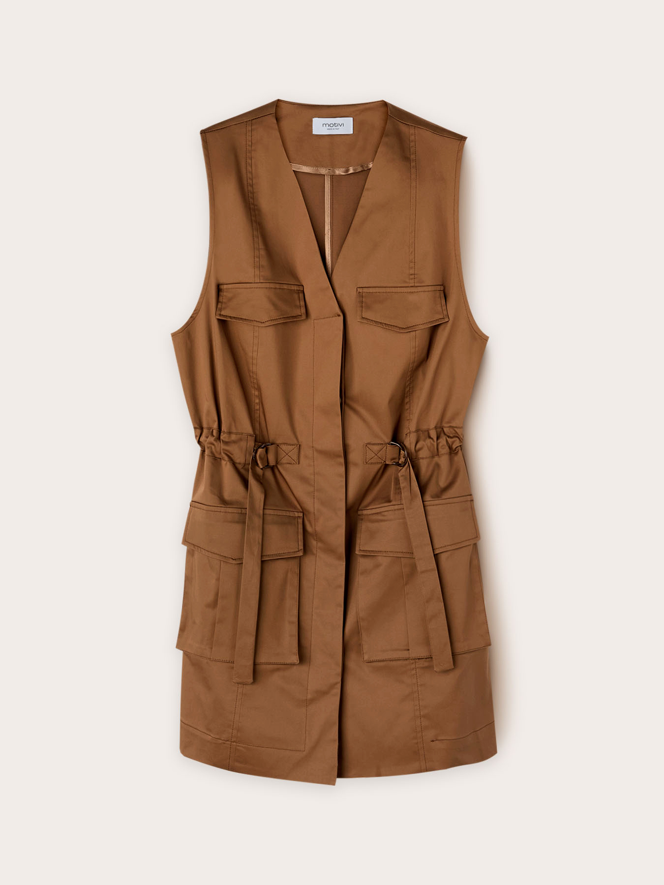 Vestido estilo sahariano de raso image number 4