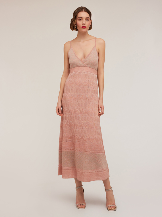 Long patterned lurex knit dress