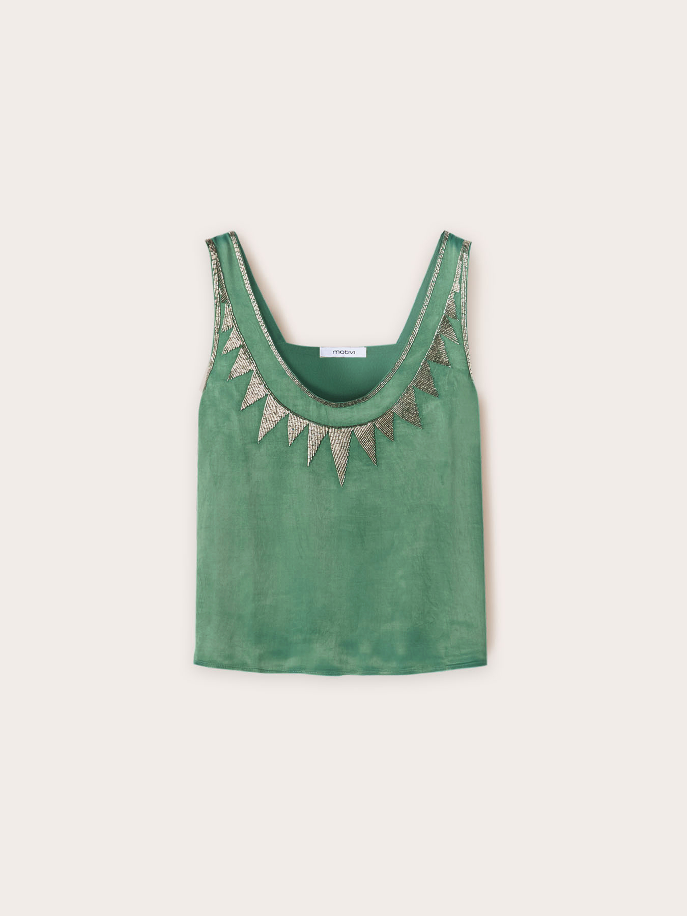 Top ricamato in raso di viscosa image number 5