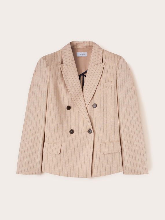 Blazer doppiopetto in viscosa misto lino