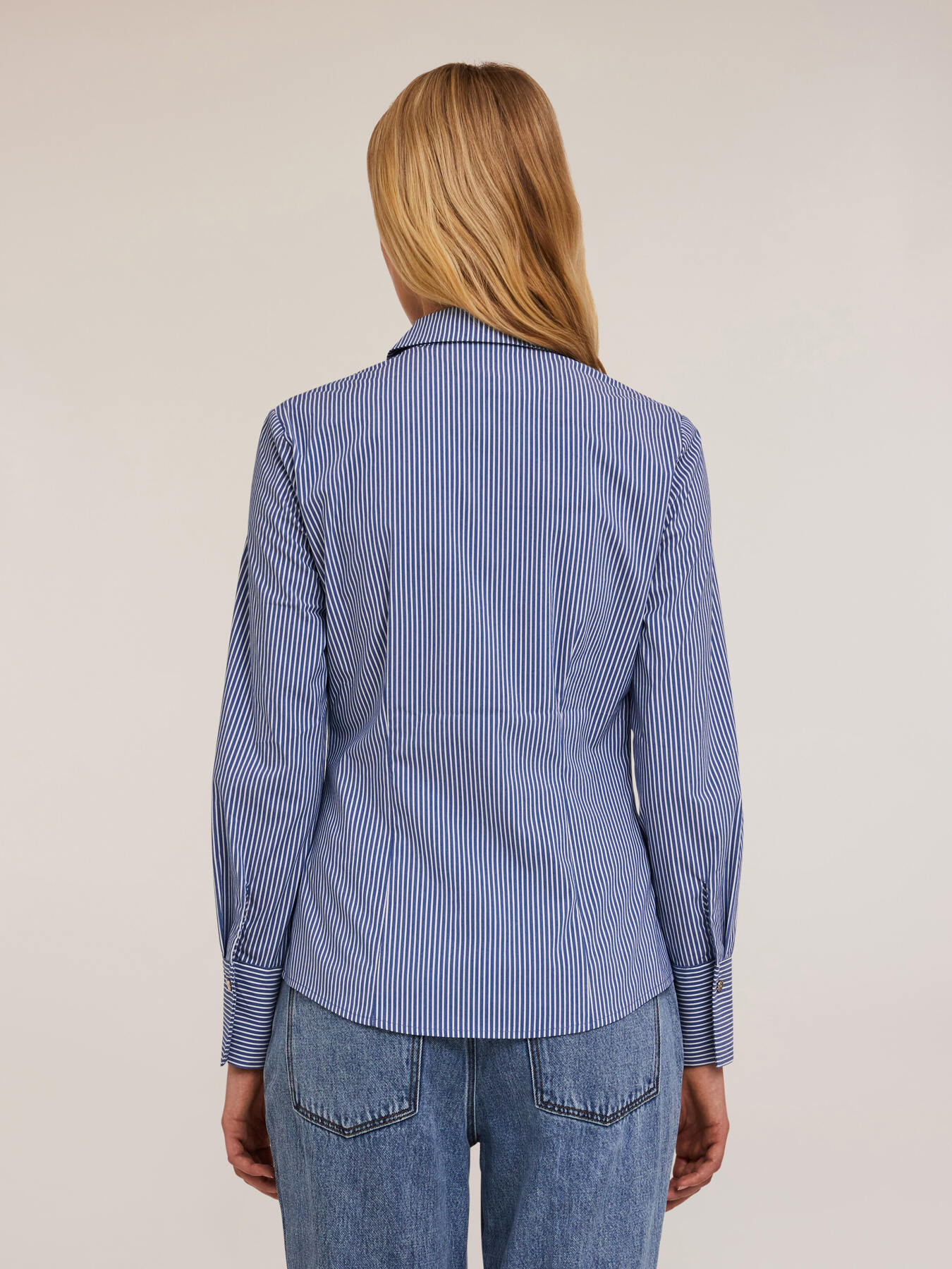 Striped poplin shirt image number 1