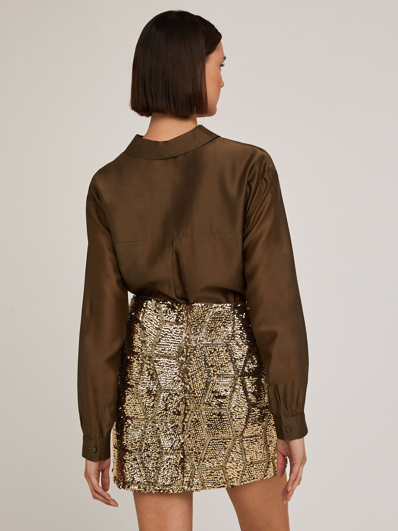 Camisa en mezcla de lyocell de color liso image number 1