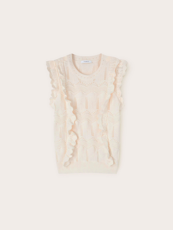 Top in maglia lavorata con rouches