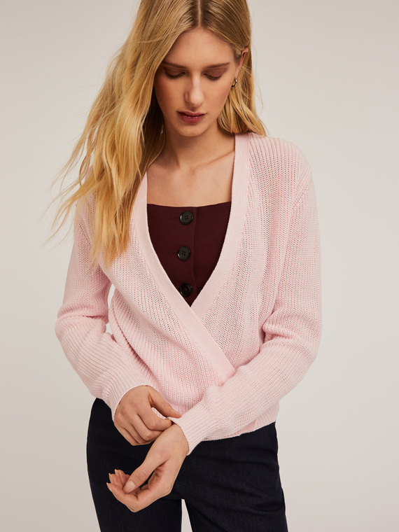 Cardigan ad incrocio in cotone