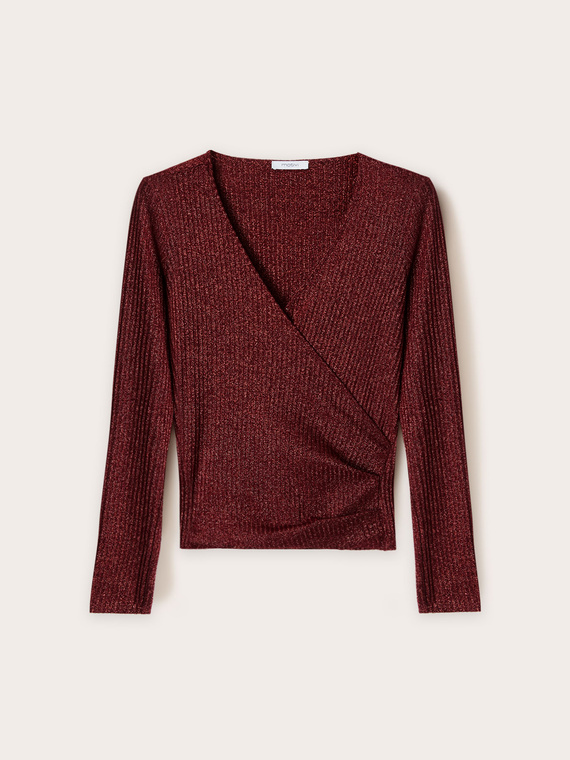 &Uuml;berkreuzter Lurex-Pullover