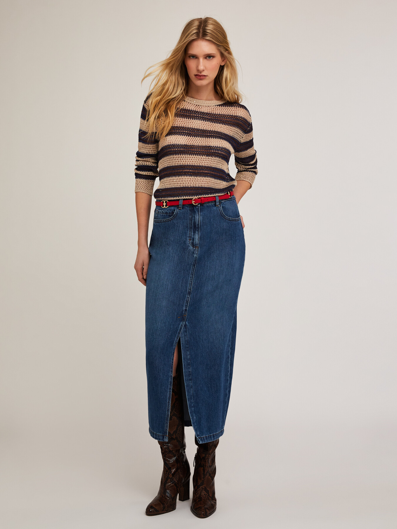 Denim midiskirt image number 0