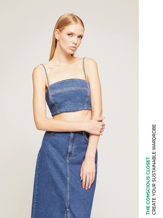 Top corto brassiere in denim